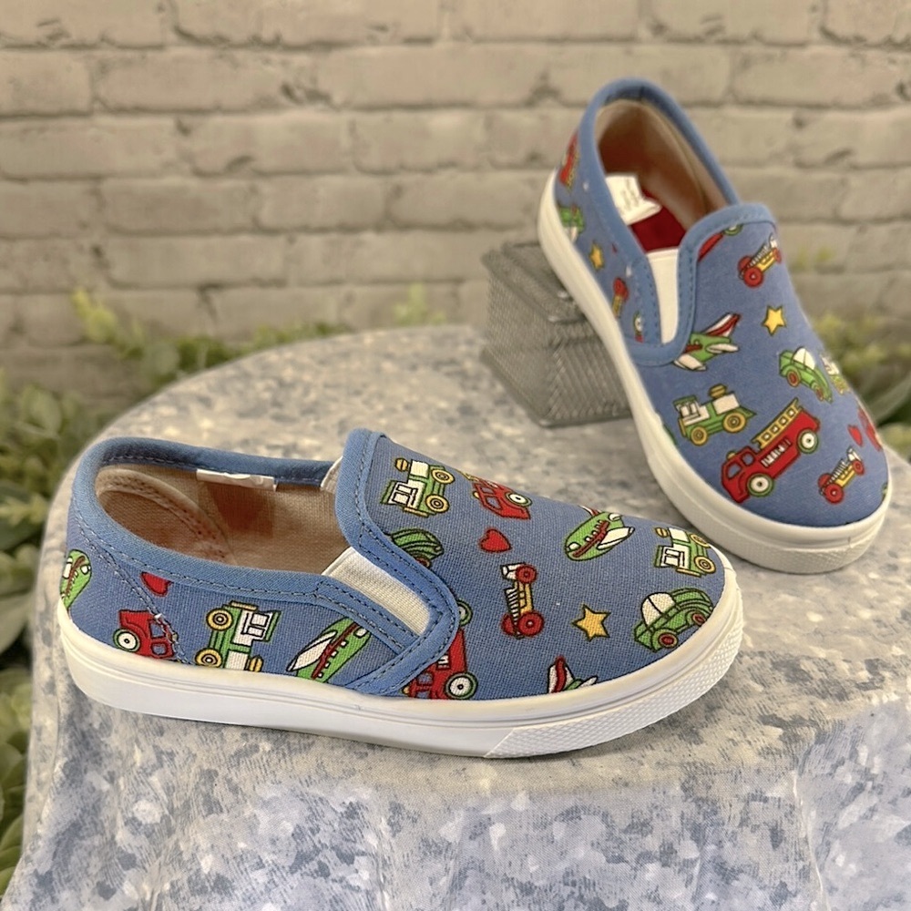 DOLGEN “Transport” Blue Canvas Slip-on Everyday Play Shoes - Little Boys 9M💙NWOT